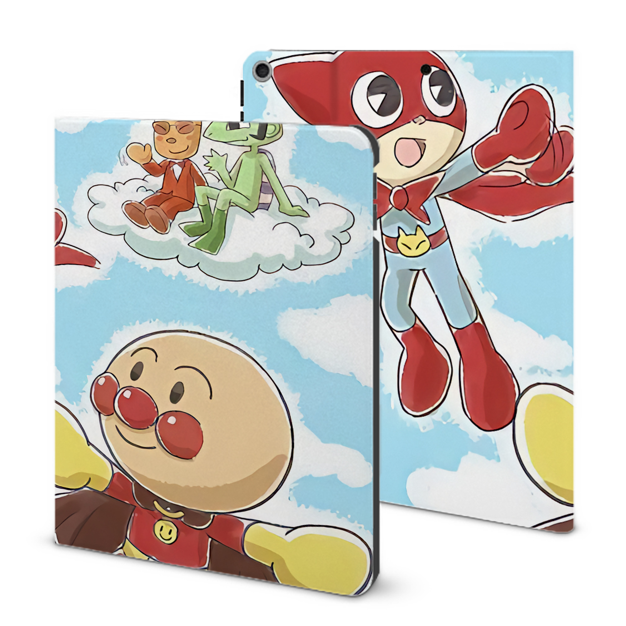 （画像用） アンパンマン Anpanman IPad ケース ブック型 PUレザー TPU 耐衝撃 軽量 薄型 ペン収納なし 全面保護 IPad 各モデル対応